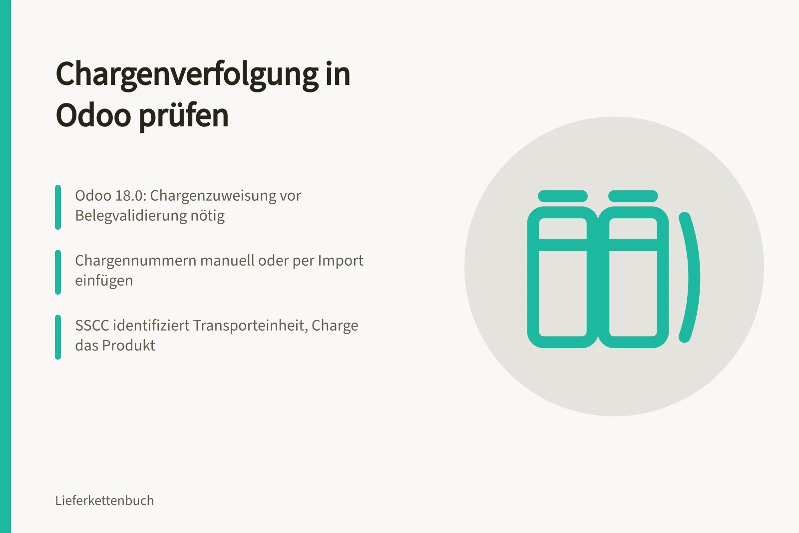 Karte zur Chargenverfolgung in Odoo mit Prüfschritten