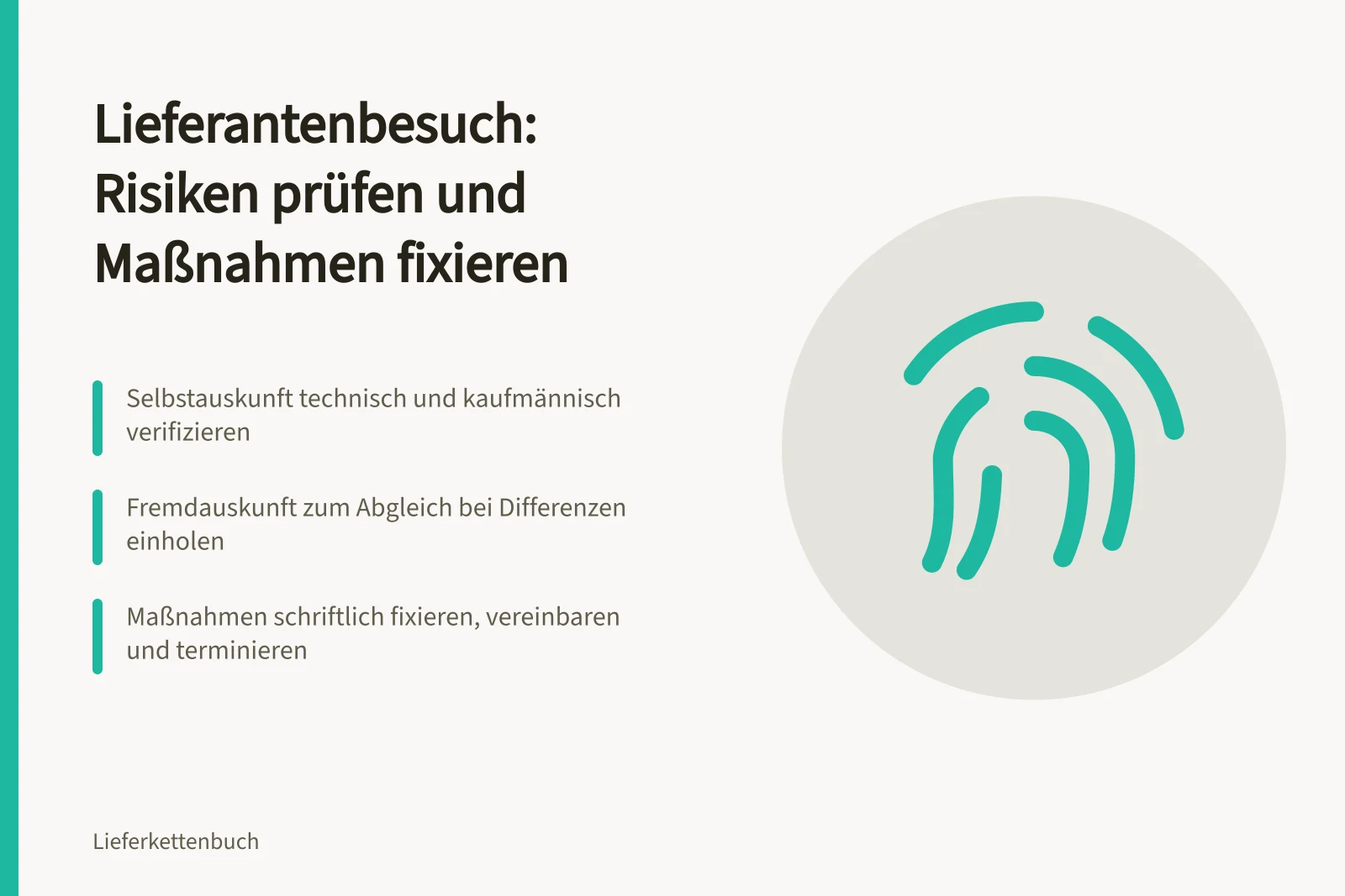Karte zu Lieferantenbesuch, Risikoprüfung und terminierten Maßnahmen im Einkauf