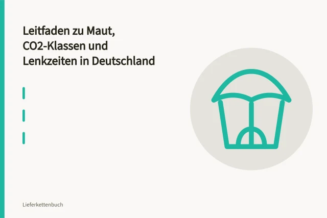 LKW unter Maut-Kontrollbrücke auf deutscher Autobahn. Leitfaden zu Maut, CO2-Klassen und Lenkzeiten in Deutschland